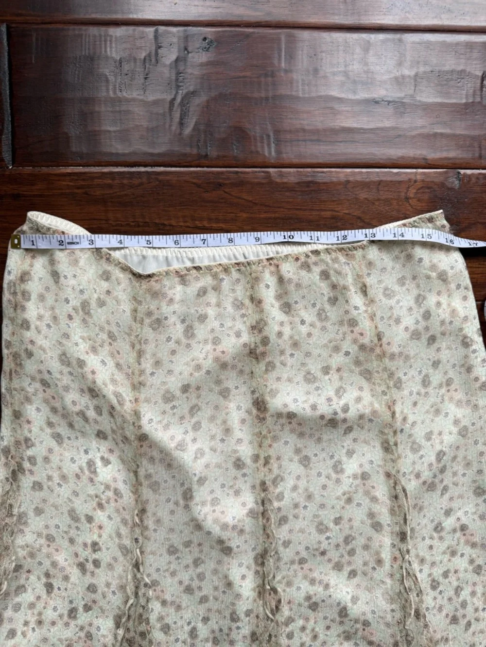 Vintage Silk Floral Midi Skirt Cottagecore Fairy Ruffle Hem - Picture 4 of 5